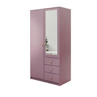DREHTÜRENSCHRANK GALIO 100/200/57,5 cm 2-türig mit Spiegel Violett - Violett, Holzwerkstoff (100/200/57.5cm) - MASSENO