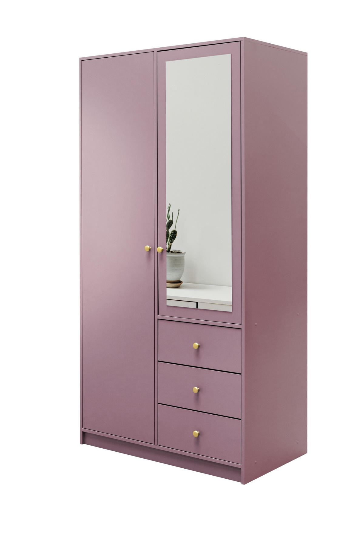 DREHTÜRENSCHRANK GALIO 100/200/57,5 cm 2-türig mit Spiegel Violett - Violett, Holzwerkstoff (100/200/57.5cm) - MASSENO