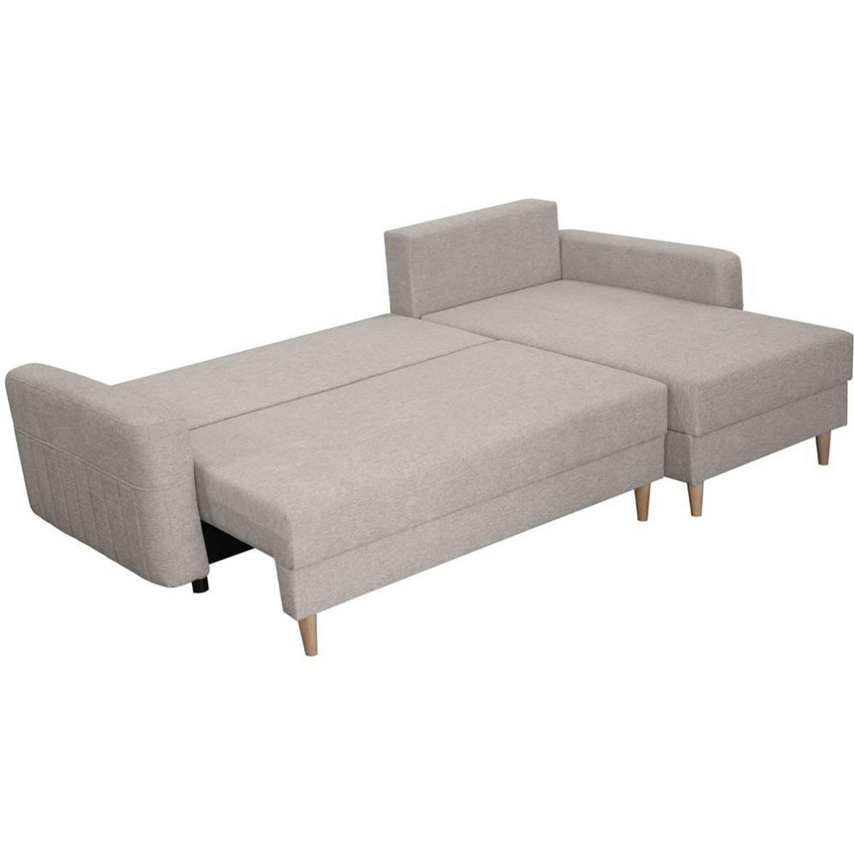 ECKSCHLAFSOFA Vega mit Universelle Ottomane Beige - Beige, Textil (225/150cm) - Beautysofa