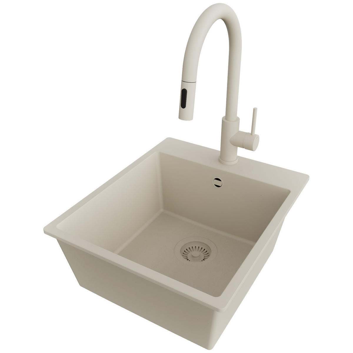 GRANITSPÜLE Riga, 2-er set Beige 43/50 cm 1 Becken + Küchenarmatur 40/20 cm + Ablauf-Set ab 45er Unterschrank - Beige, Kunststoff (43/20/50cm) - Primagran