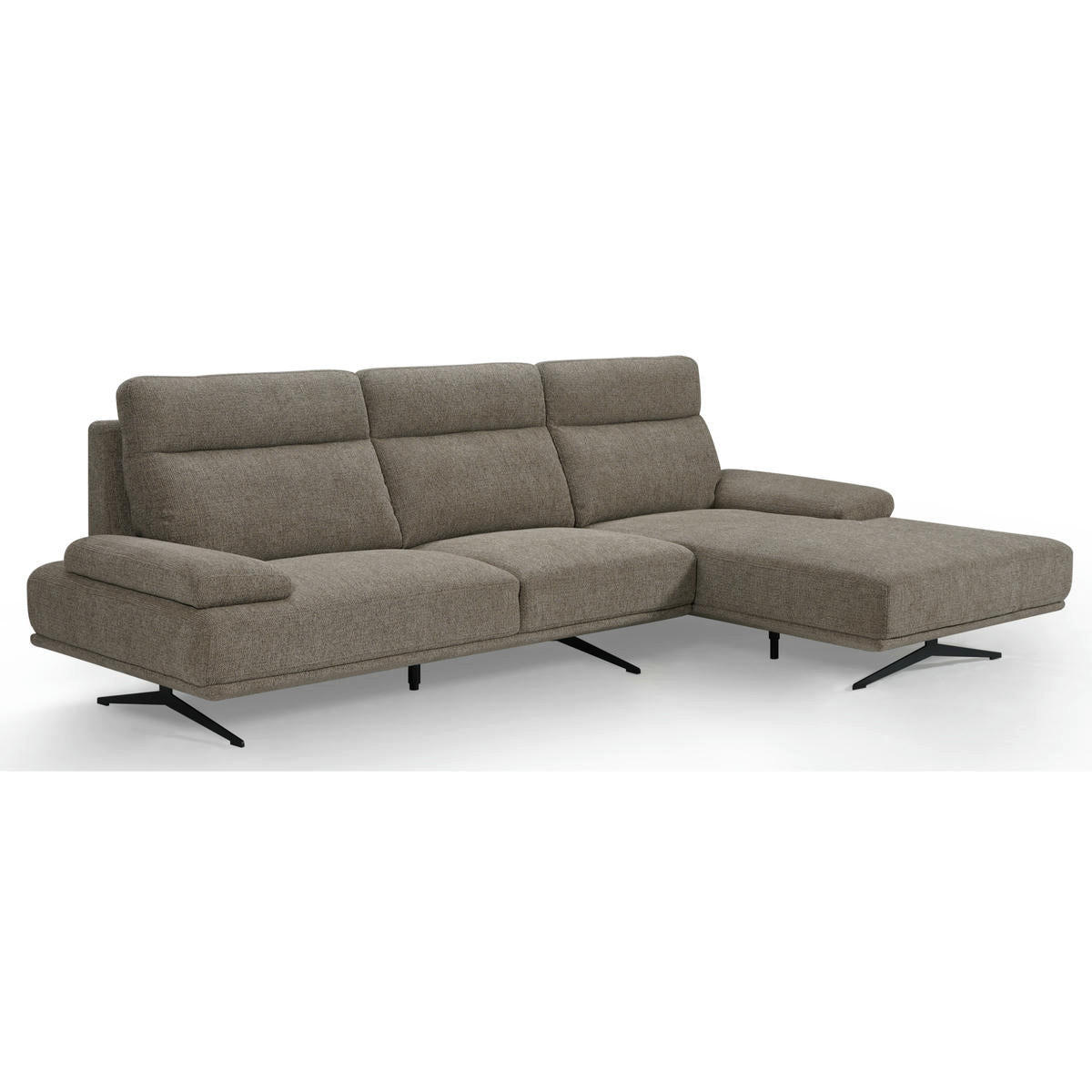 ECKSOFA Webstoff Braun - Schwarz/Braun, Textil/Metall (304/176cm) - Furnhouse