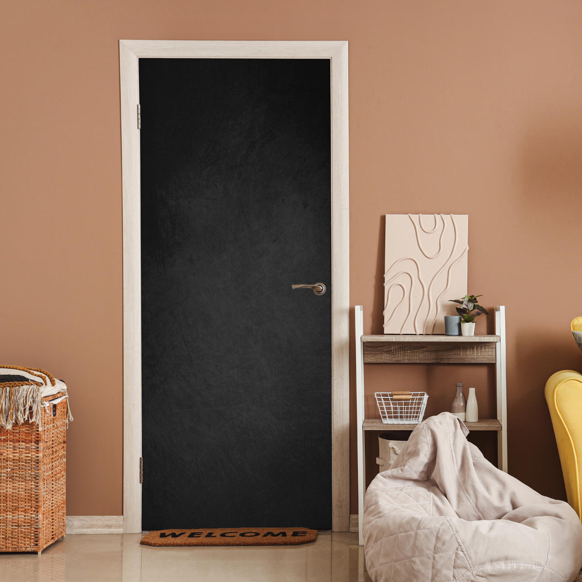 NALEPKA ZA VRATA Enobarvno 75x205 cm - temno siva, umetna masa (75/0.1cm) - MuchoWow