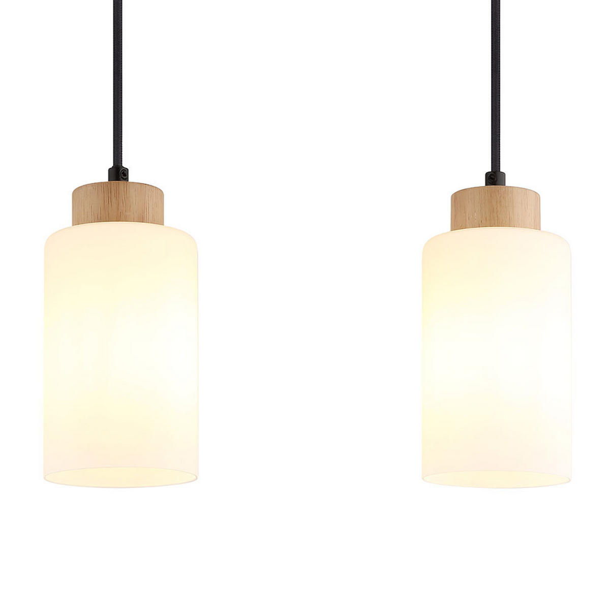 PENDELLEUCHTE Holz braun, 3-flammig, Glas opal - Braun, Holz (60/10/120cm) - Globo Lighting