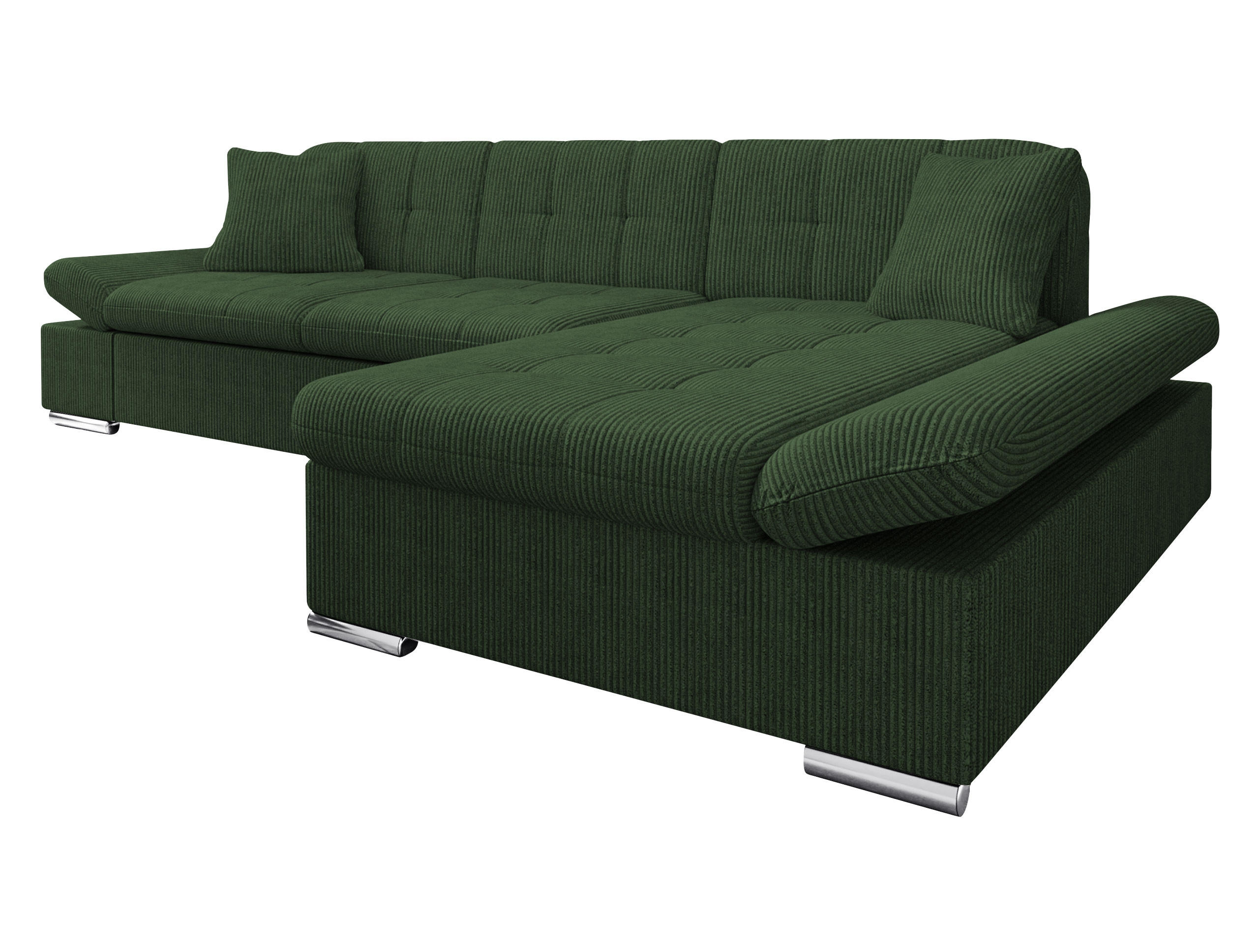 ECKSOFA Malwi Cord, Seite: Rechts - Dunkelgrün, Holz/Textil (278/161cm) - MIRJAN24