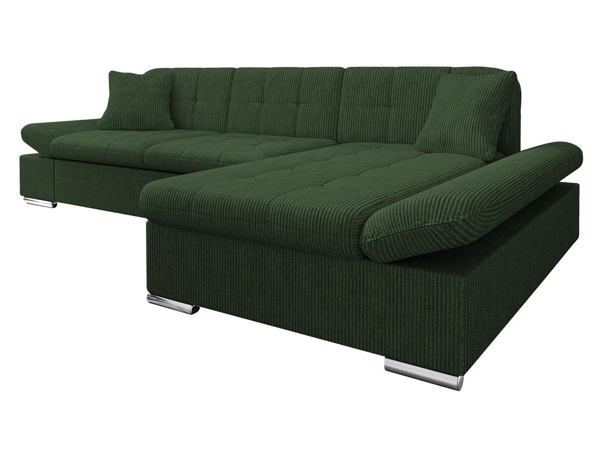 ECKSOFA Malwi Cord, Seite: Rechts - Dunkelgrün, Holz/Textil (278/161cm) - MIRJAN24
