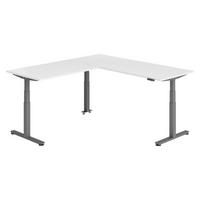 ECKSCHREIBTISCH elektrisch höhenverstellbar L-Form 220/200/74 cm in Weiß/Graphitfarben - Graphitfarben/Weiß, Holzwerkstoff (220/200/74cm) - bümö