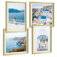 BILDER SET 4er Set - 50x50 cm & 40x60 cm Goldrahmen - Meeresarchitektur Griechenlands - Goldfarben, Kunststoff (50/50cm) - TULUP