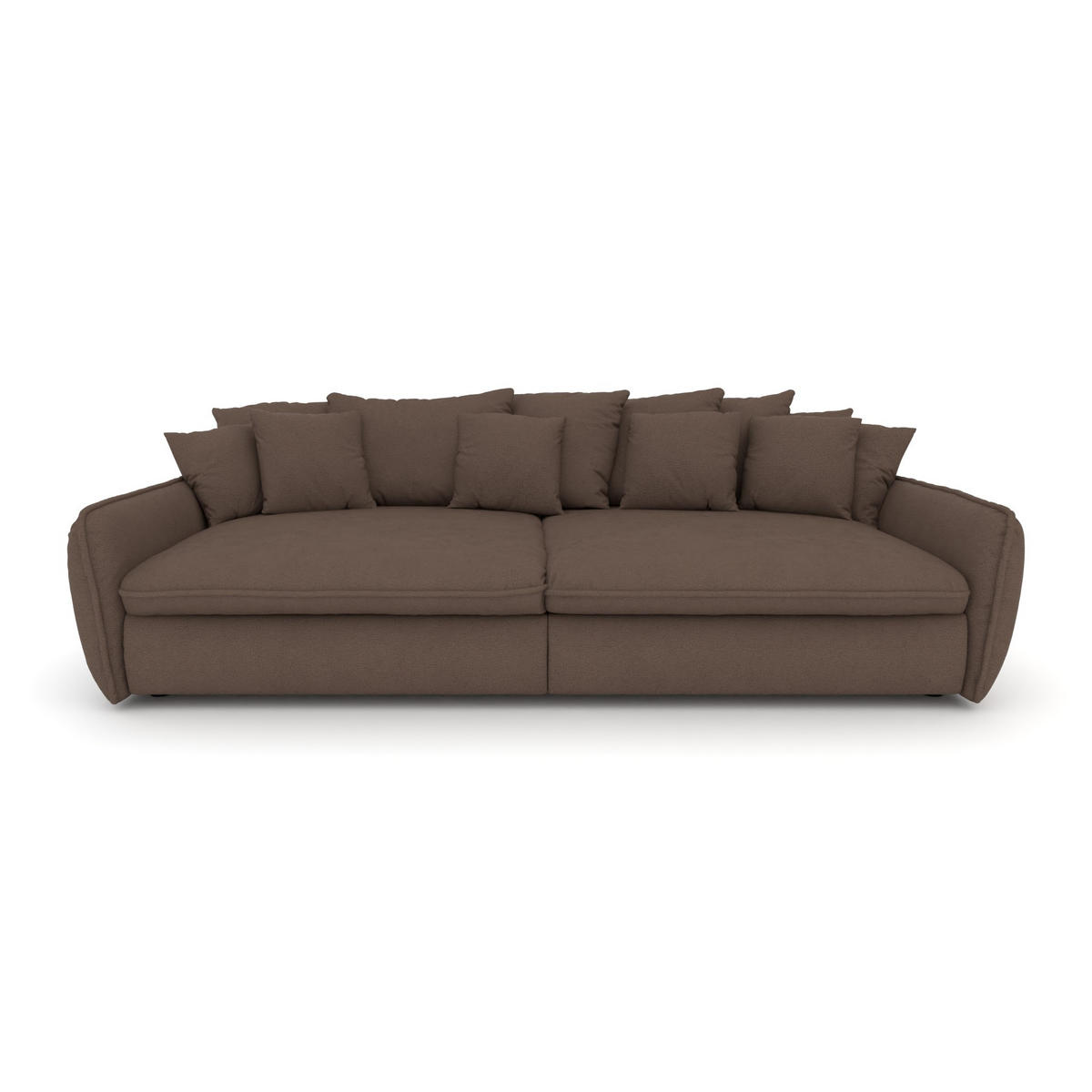 BIGSOFA Hereford XXL Flachgewebe Braun inkl. 12 Kissen 274/131/61 cm - Dunkelbraun, Kunststoff/Textil (274/61/131cm) - foamnova