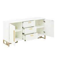 SIDEBOARD 145/40/75 cm weiß aus MDF-Holzwerkstoff mit Fischgrätenmuster und 3 Schubladen - Weiß, Holzwerkstoff (145/75/40cm) - OKWISH