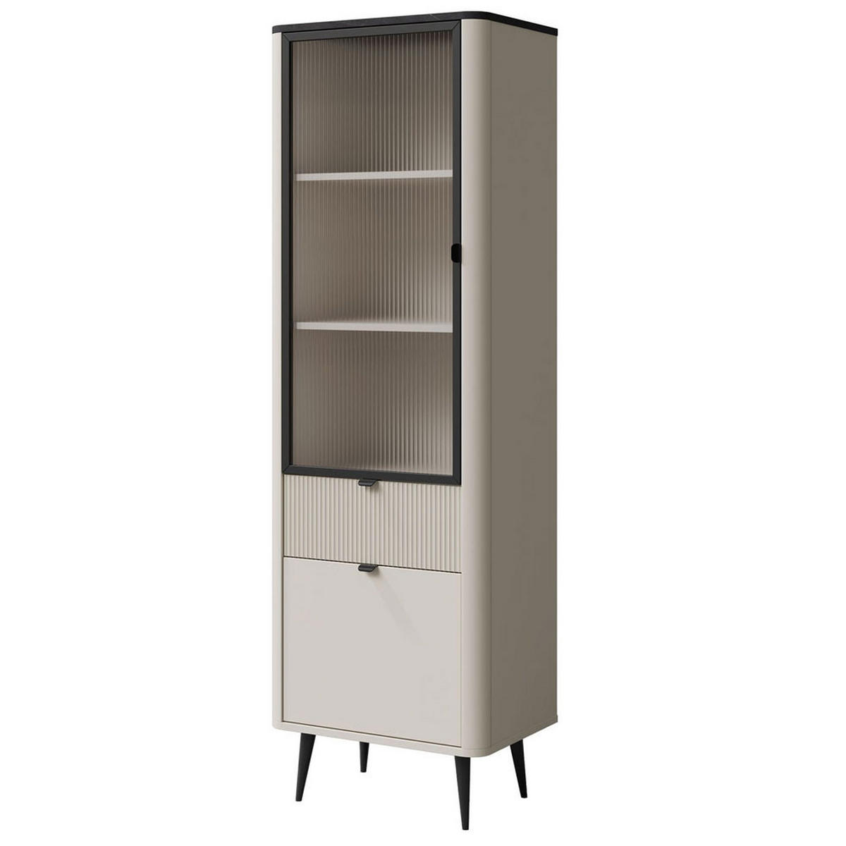 VITRINE Marly Kaschmir / Graustein 60 / 40 / 191cm - Kaschmir/Creme, Holz/Holzwerkstoff (60/191/40cm) - Feldmann-Wohnen