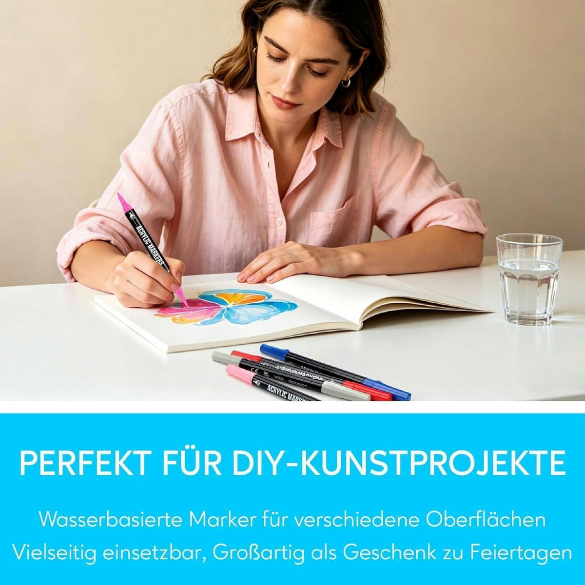 ACRYLSTIFTE 72-teiliges Set mit Doppelspitze - Multicolor, Kunststoff (10/10/15cm)