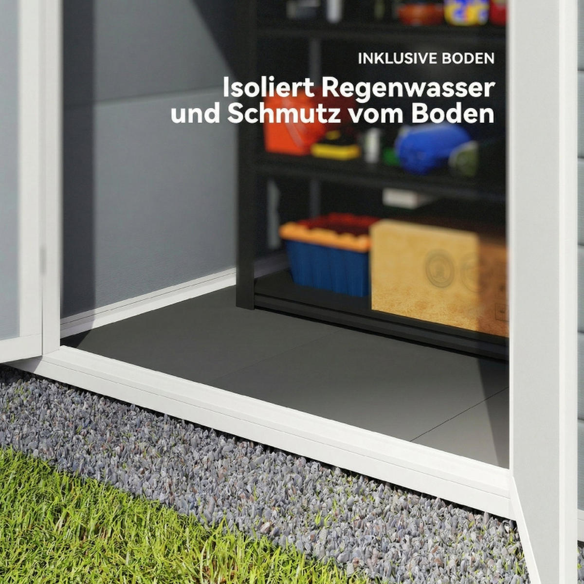 GARTENHAUS Doppeltür Metall 183x134x210cm Grau Abschließbar und Wetterfest - Grau, Metall (134/183cm) - Raelunyi