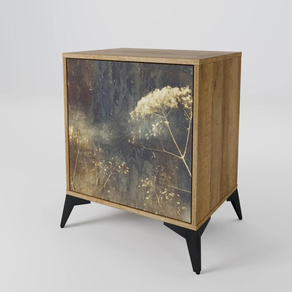 SIDEBOARD GENTLE POWER, Eichefarben, 57,5x42x75,5 cm, Goldfarbene Metallfüße - Eichefarben/Goldfarben, Holzwerkstoff/Metall (57.5/75.5/42cm) - SpaceRebels