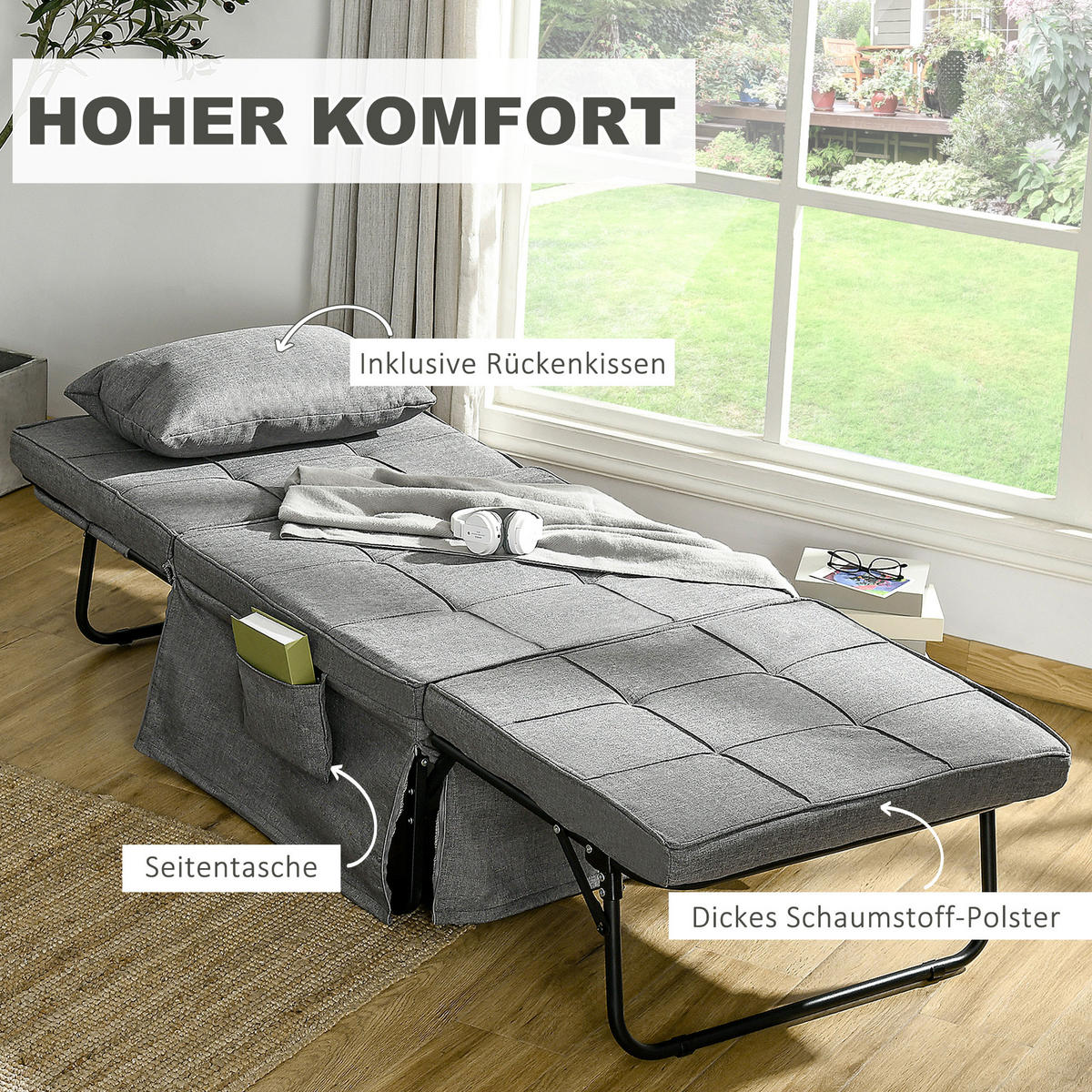 KLAPPBETT - Grau, Metall - HOMCOM