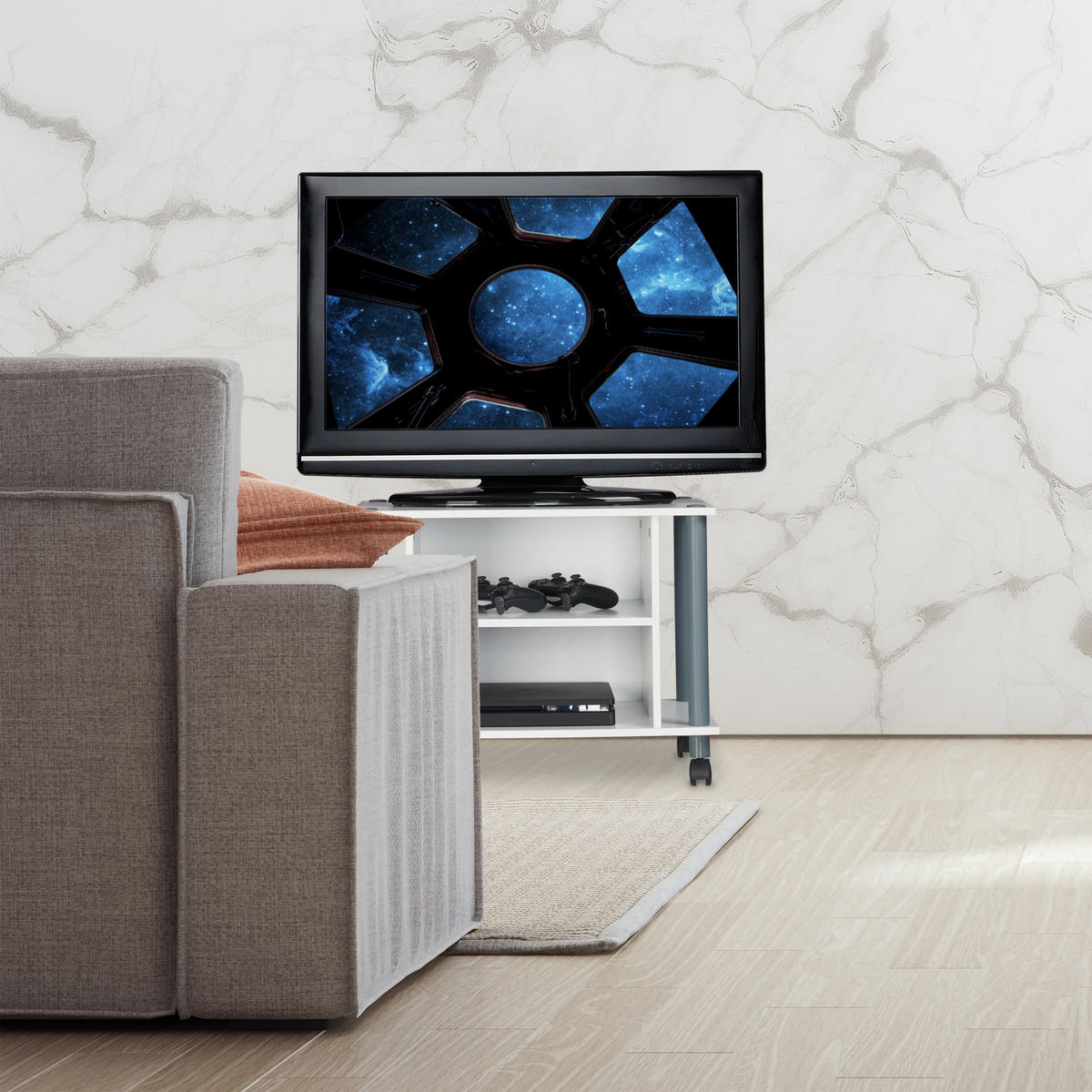 TV-TISCH - Hellbraun, Holzwerkstoff/Papier (60/45/40cm) - Relaxdays