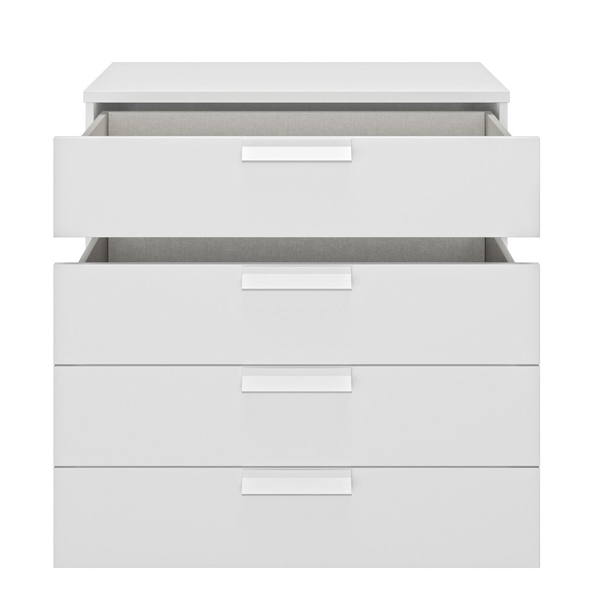 KOMMODE 4 Schubladen Cyrus - Französische Herstellung - 81/45/81 cm - Weiß, Holzwerkstoff (45/81/81cm) - Calicosy