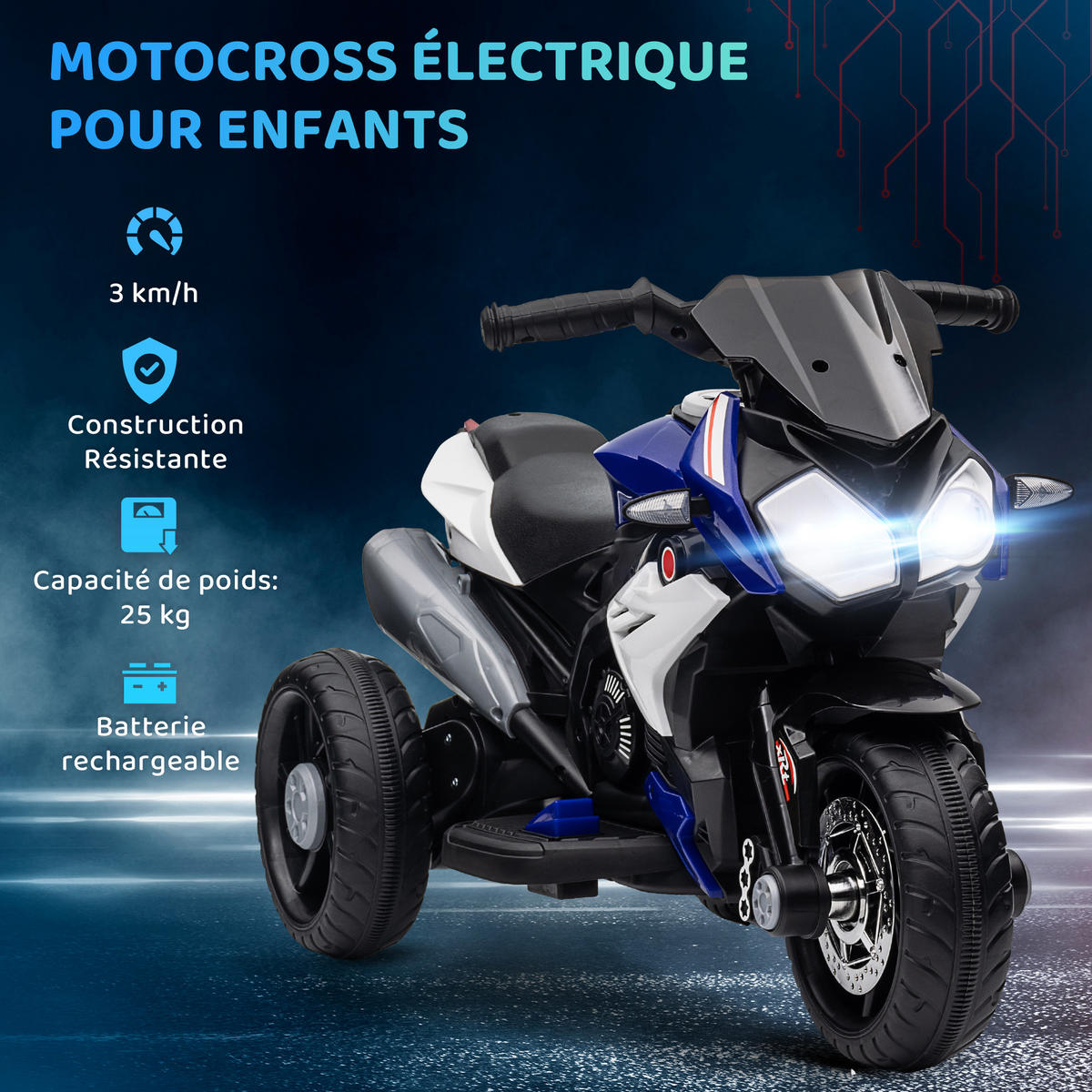 ELEKTRO-MOTORRAD DE-13146 3 Räder Blau - Blau, Kunststoff (86/42/52cm) - ComfortXL