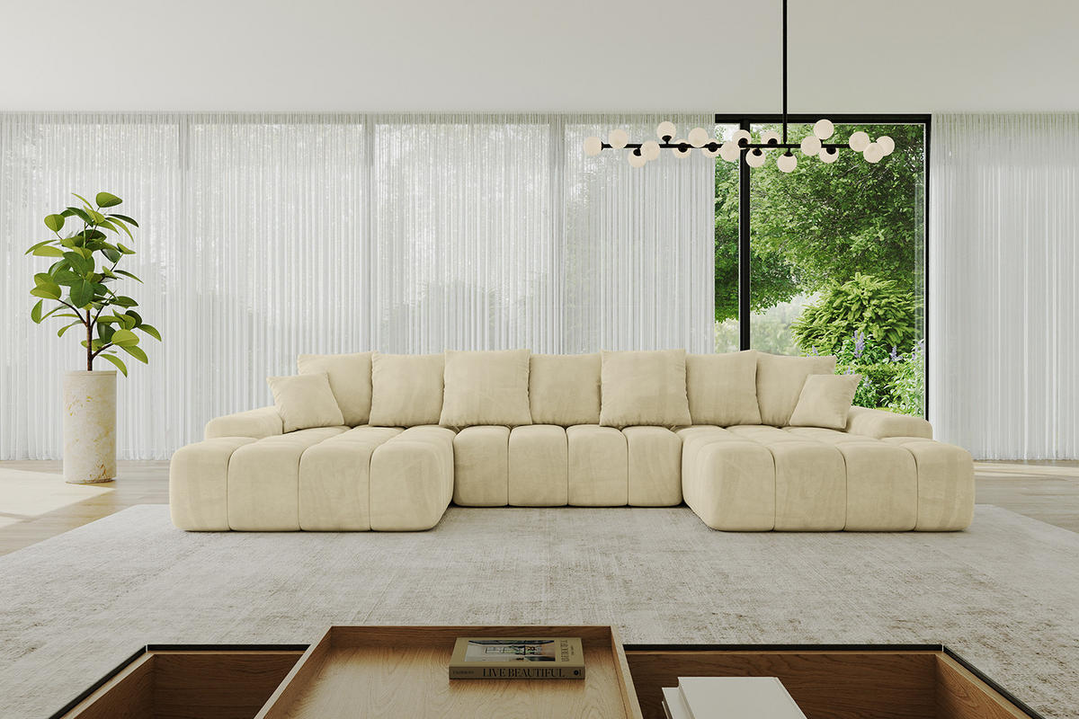 WOHNLANDSCHAFT ENSI-U - 353x164x88 cm Taupe - Taupe, Holzwerkstoff/Kunststoff (357/69/164cm) - ALTDECOR