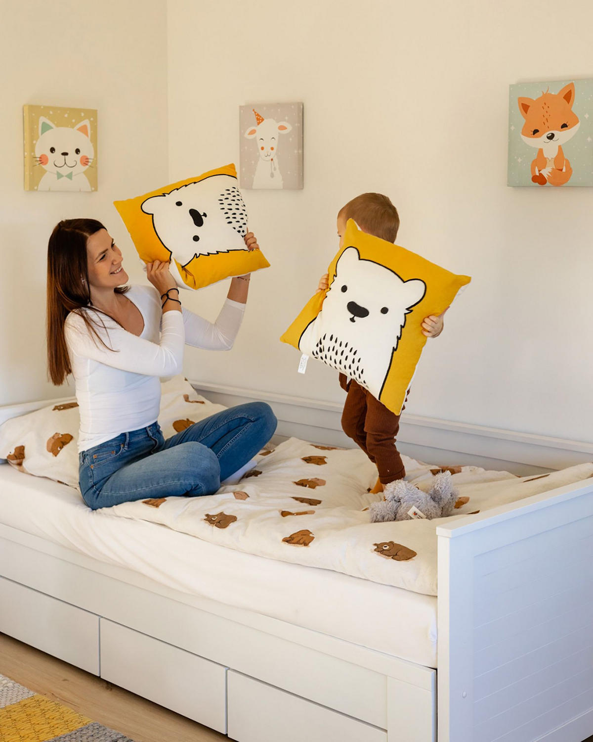DEKOKISSEN 2er-Set Gelb 45/45 cm Waranasi - Gelb, Naturmaterialen/Textil (45/45cm) - Beliani