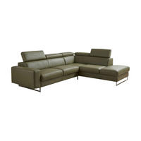 ECKSOFA Gotham Echtleder mit Bettfunktion Olivgrün - Olivgrün, Leder/Metall (237/227cm)