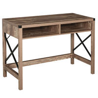 SCHREIBTISCH Schwarz und Braun Holzoptik mit 2 offenen Fächern 110/48/76 cm - Braun, Holz (48/110/76cm) - PANGIVO