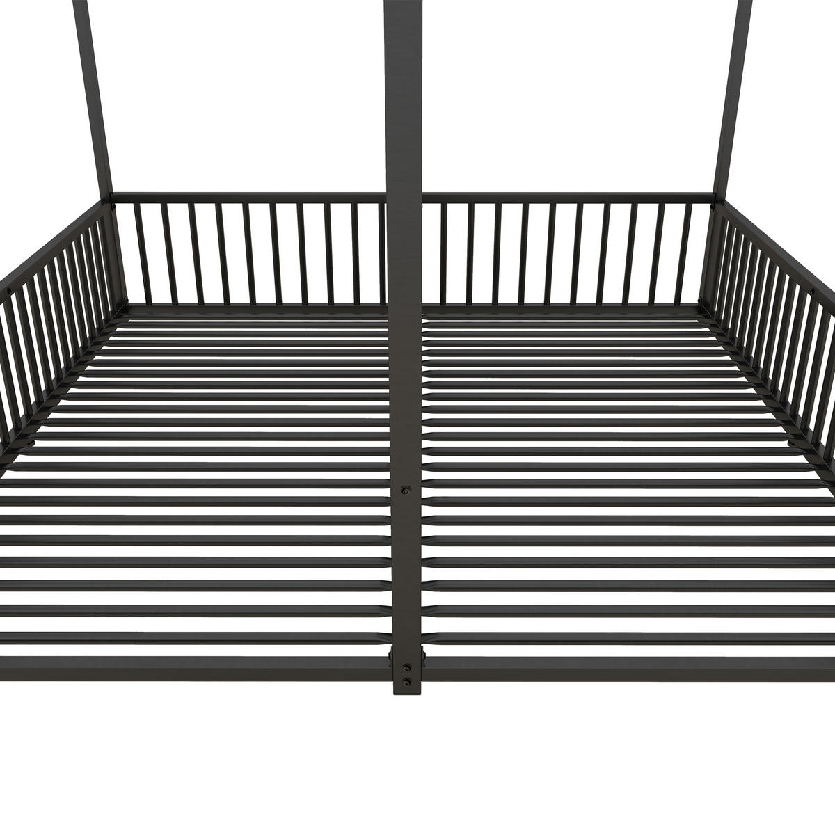 HAUSBETT 90/200 cm DE-04618, mit Doppelbett-Design und Geländer in Schwarz - Schwarz, Metall (90/200cm) - ComfortXL