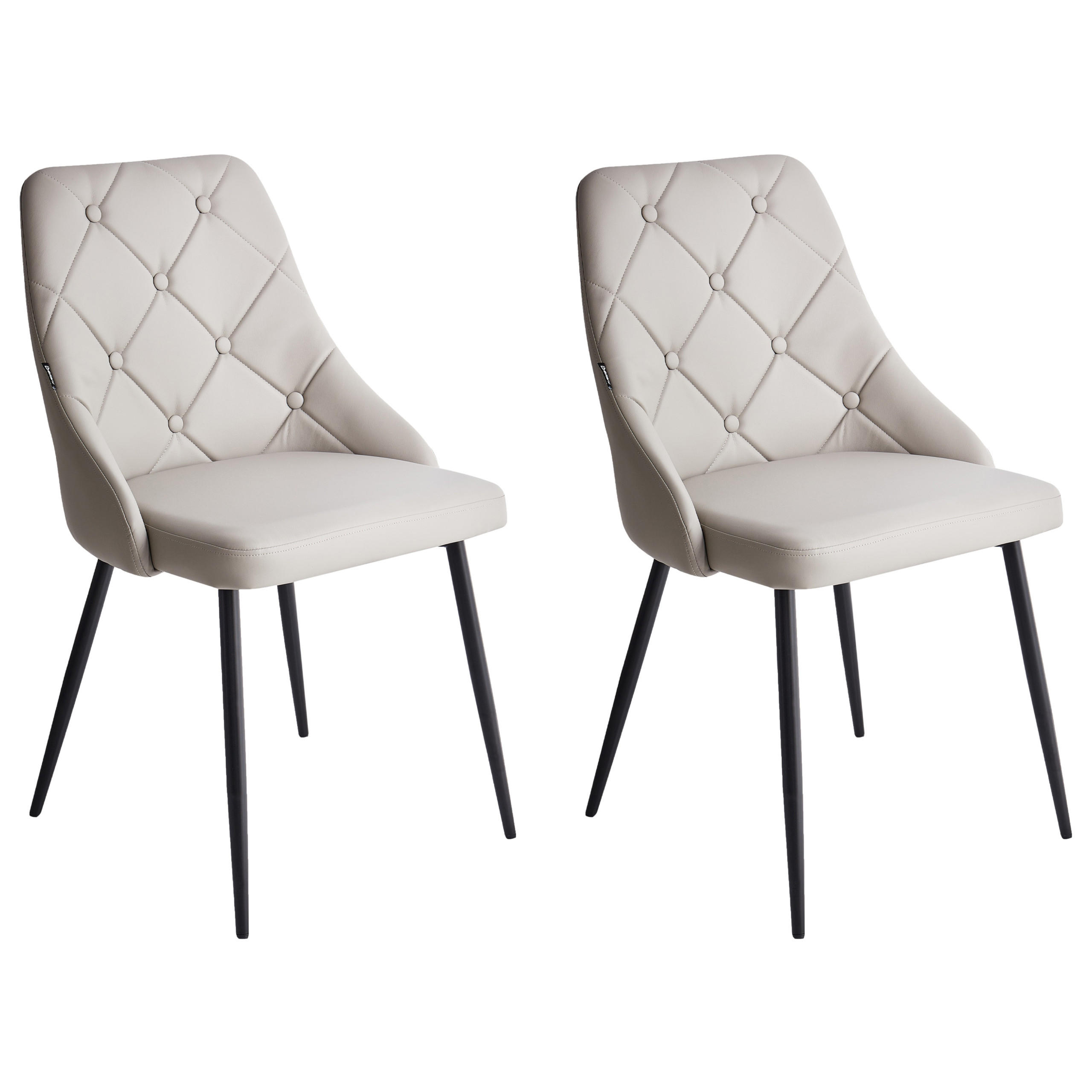 ESSZIMMERSTUHL 2er-Set Kunstleder Grau Valerie - Grau, Textil/Metall (54/84/46cm) - Beliani