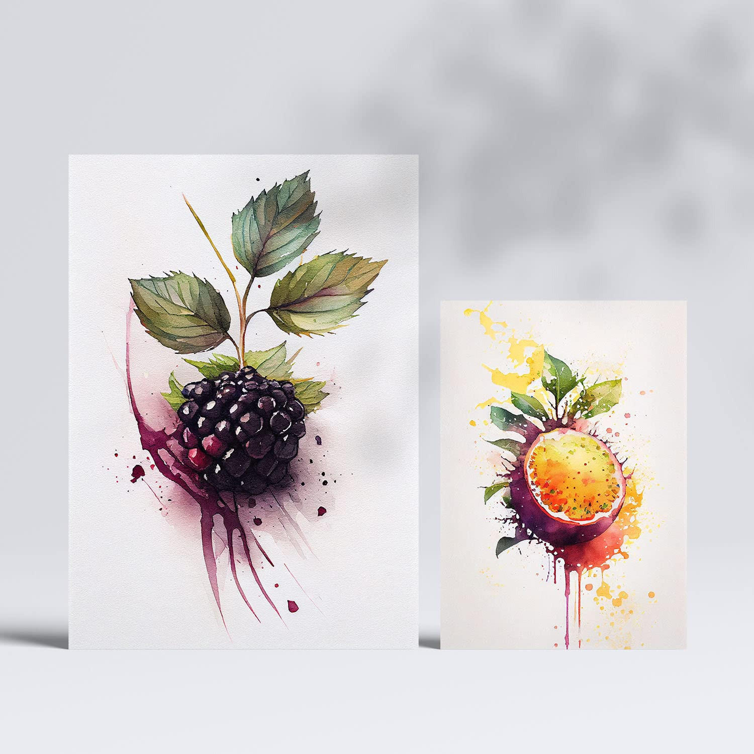 POSTER Set Mit 6 Beeren & Pfirsiche Plakate Von Obst, Gemüse Im Aquarell Kunst A3 & A4 Rahmenlos - Klar, Papier (29/3cm) - Nacnic