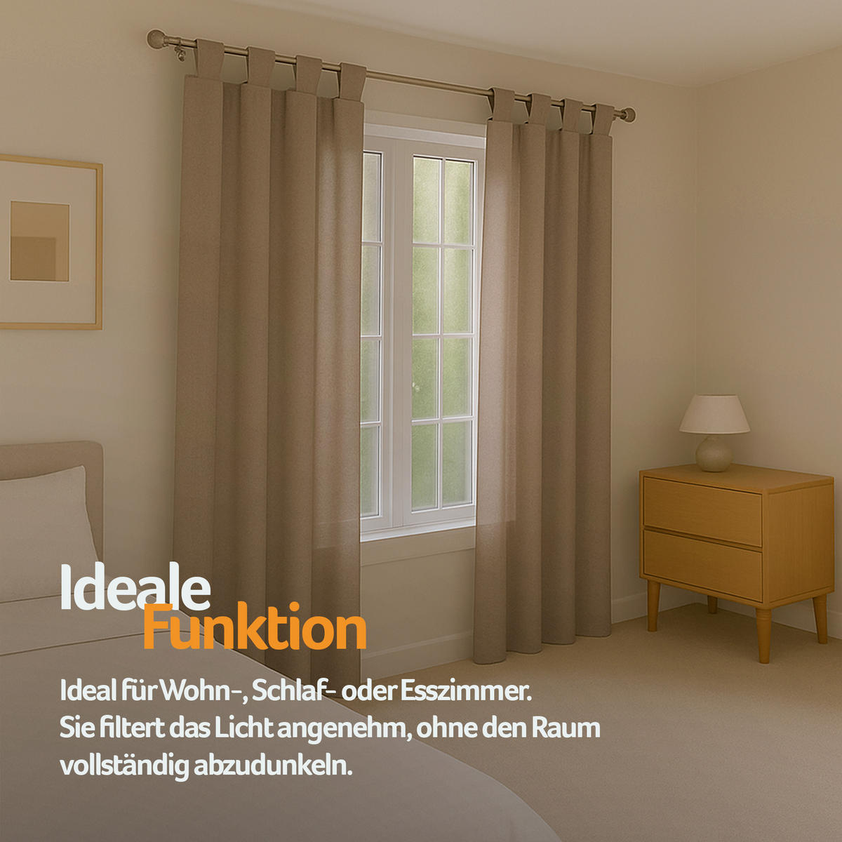 SCHLAUFENSCHAL blickdicht 140x245 cm Sandgrau 2er-Pack - Sandfarben, Textil (140/245cm)