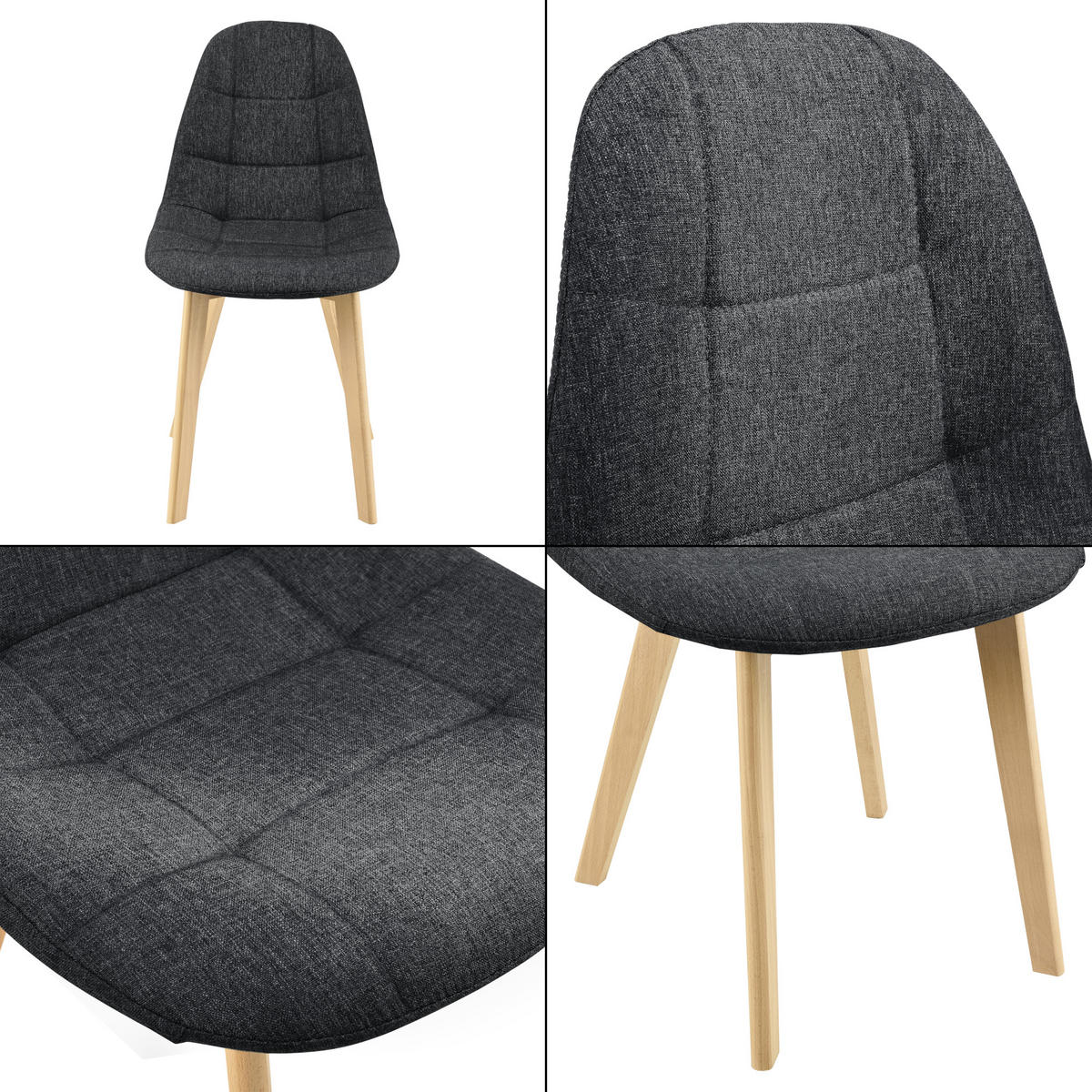 ESSZIMMERSTUHL Kopparberg 2er-Set - Schwarz, Textil (53/86/47cm) - [en.casa]