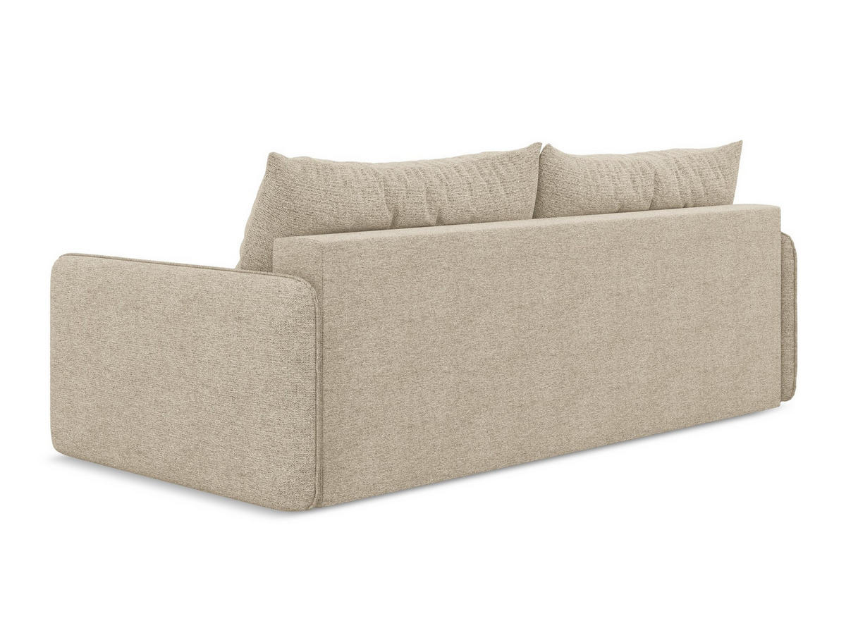 3-SITZER SOFA mit Schlaffunktion Chenille Stoff Beige - Beige/Schwarz, Kunststoff/Textil (216/86/105cm) - Makamii