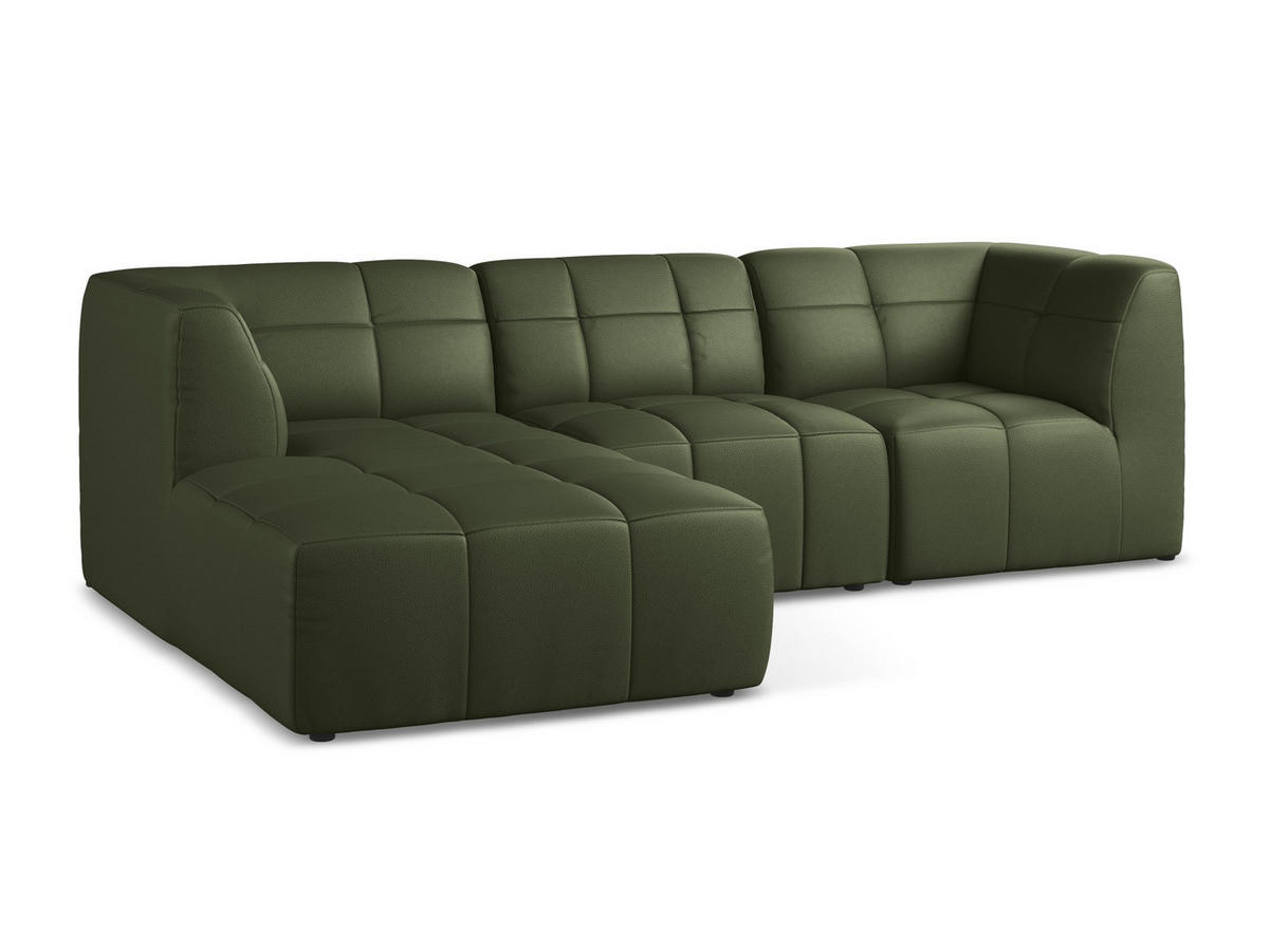 ECKSOFA Links Kunstleder Grün - Schwarz/Grün, Holzwerkstoff/Kunststoff (266/175cm) - Makamii
