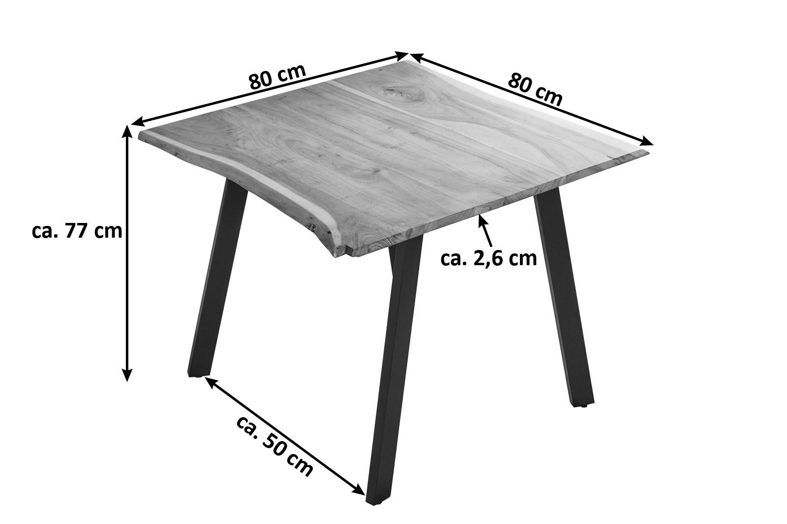 ESSTISCH LAXMI - Beige/Schwarz, Holz/Metall (80/80/77cm) - SAM