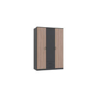 KLEIDERSCHRANK Fulda in Grafit und Multiplex 135x199x58 cm (BxHxT) – Drehtürenschrank 3 türig ohne Glasfront - Braun/Grau, Holzwerkstoff (120/200/80cm)