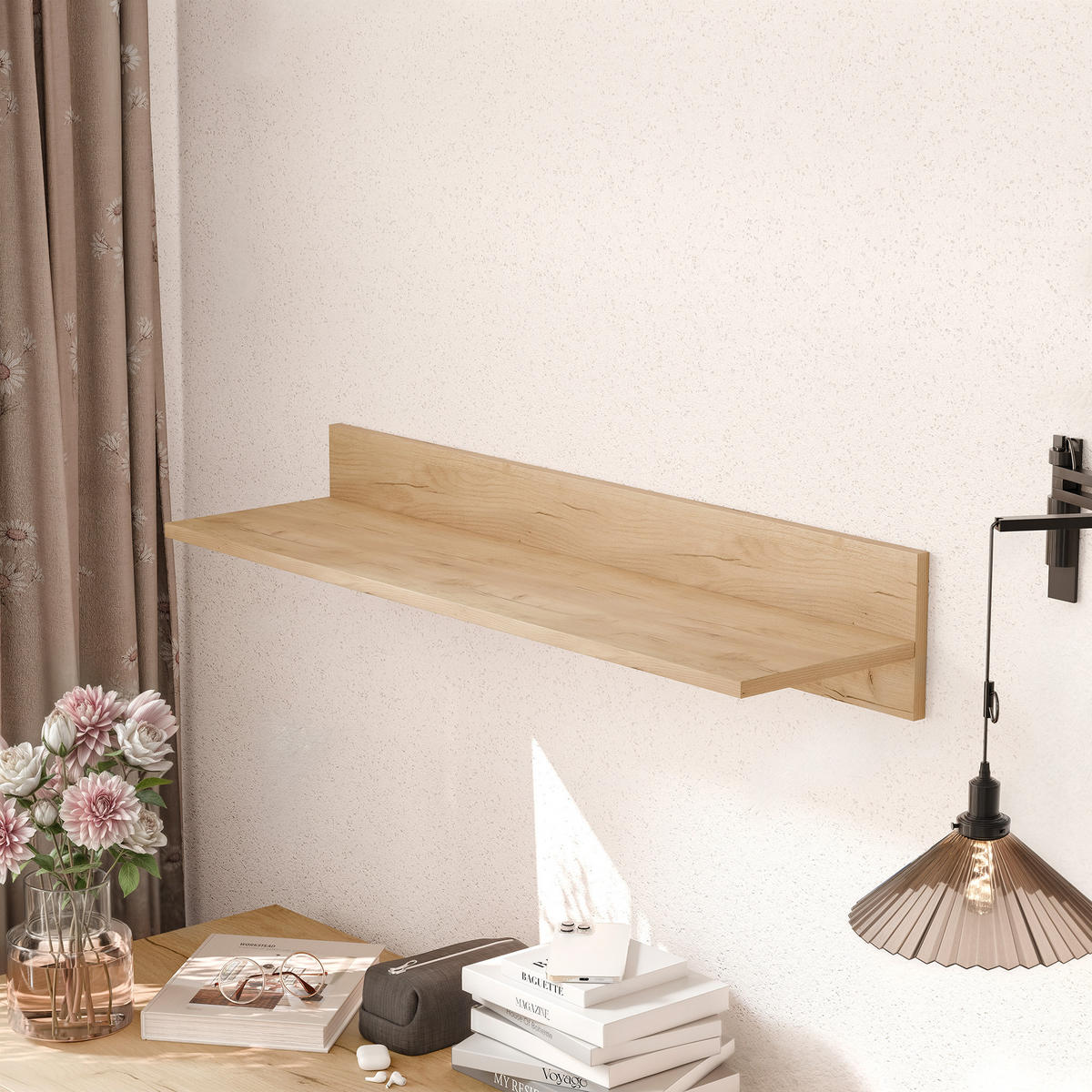 HÄNGEREGAL VALERIO 90/24/16 cm Craft-Eiche - Eichefarben, Holzwerkstoff (90/16/24cm) - Idohome