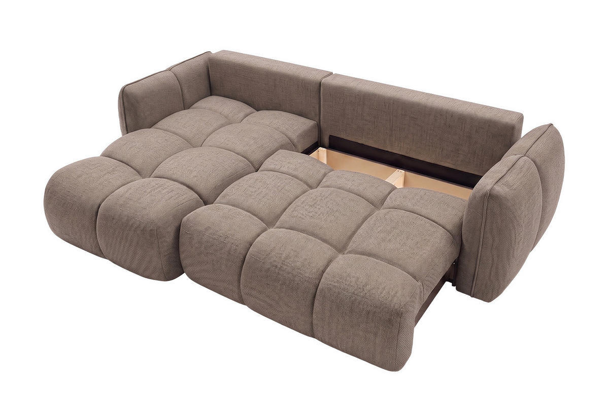 ROHOVÁ SEDAČKA ve tvaru L s funkcí spaní, Nexi, Taupe, Levá strana, BELVEDER L - šedohnědá, dřevo (250/168cm) - Kaiser Möbel
