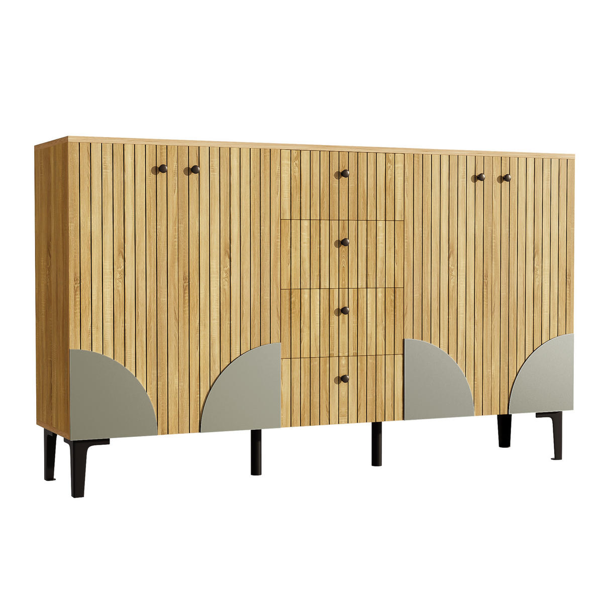 SIDEBOARD 160/94/36 cm Holzfarbe aus Holzwerkstoff mit 4 Türen und 4 Schubladen - Eichefarben, Holzwerkstoff (36/94/160cm) - OKMYHOME