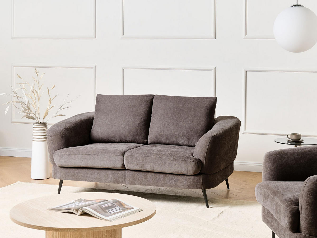 POHOVKA 2-místná Žinylková látka Taupe Kjaer - šedohnědá, textil (155/100/100cm) - Beliani