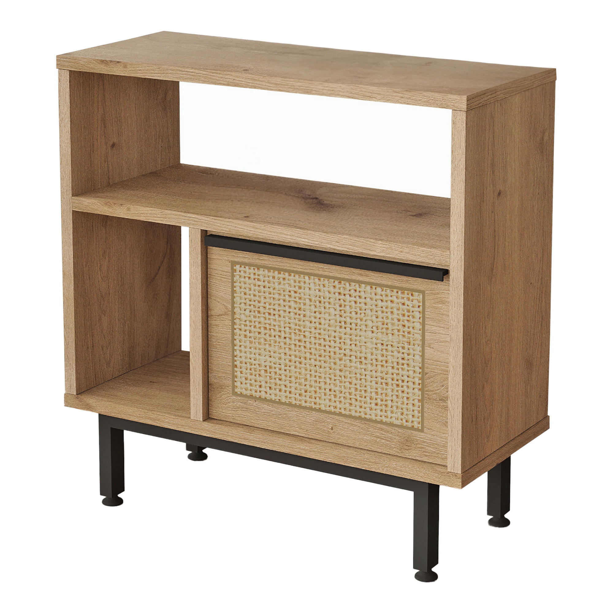 BEISTELLTISCH Kvænangen - Eichefarben/Schwarz, Holzwerkstoff/Metall (25.5/60/60cm) - [en.casa]