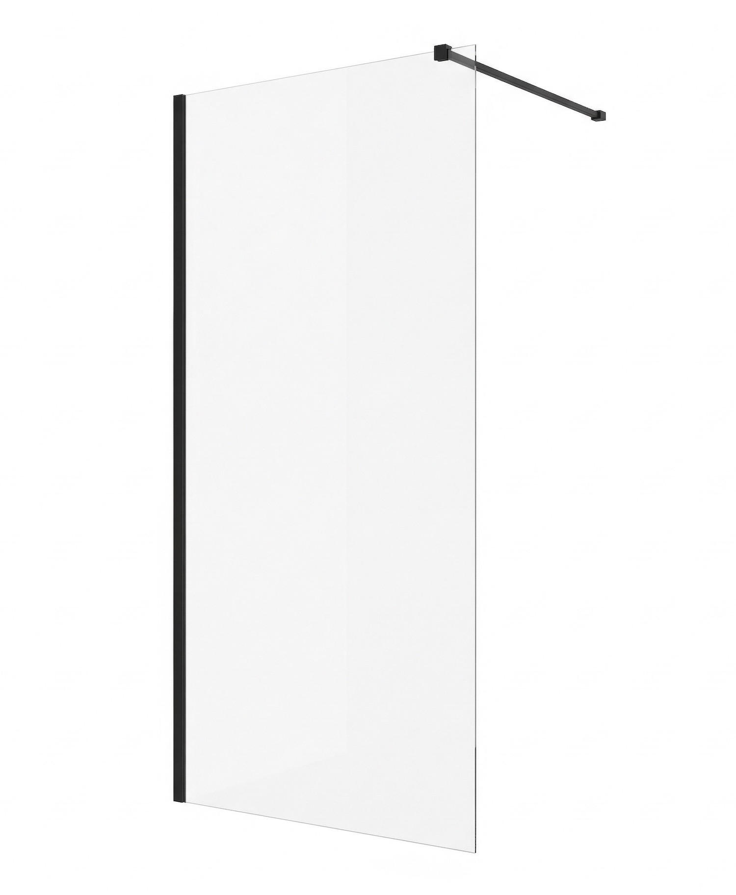 DUSCHWAND Florida - 80 x 200 cm - Schwarz - Walk-In Duschabtrennung aus Sicherheitsglas - Schwarz, Glas (80/200cm) - Badplaats