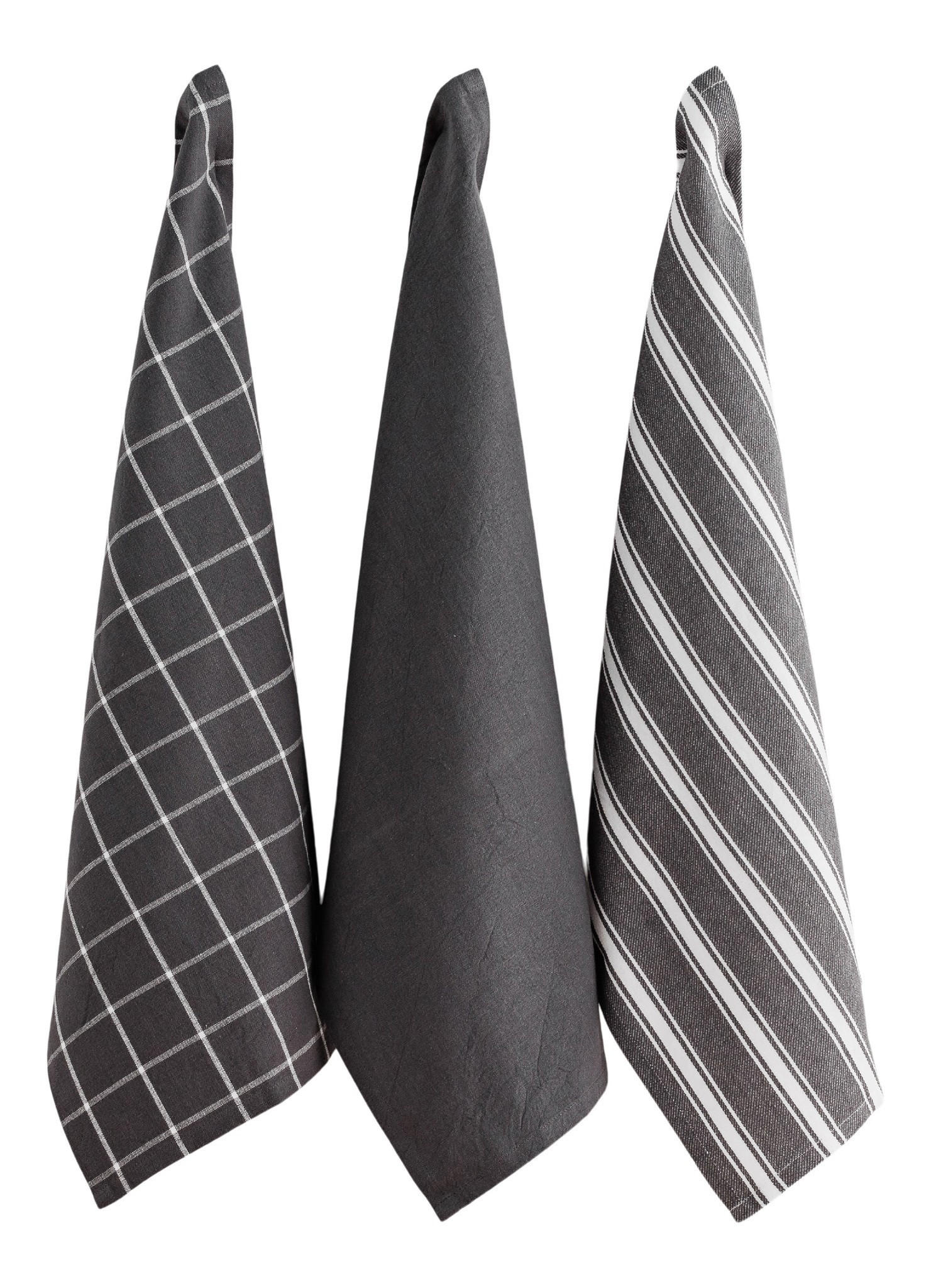 GESCHIRRTUCH-SET Trio - Dunkelgrau, Textil (40/60cm) - home&you