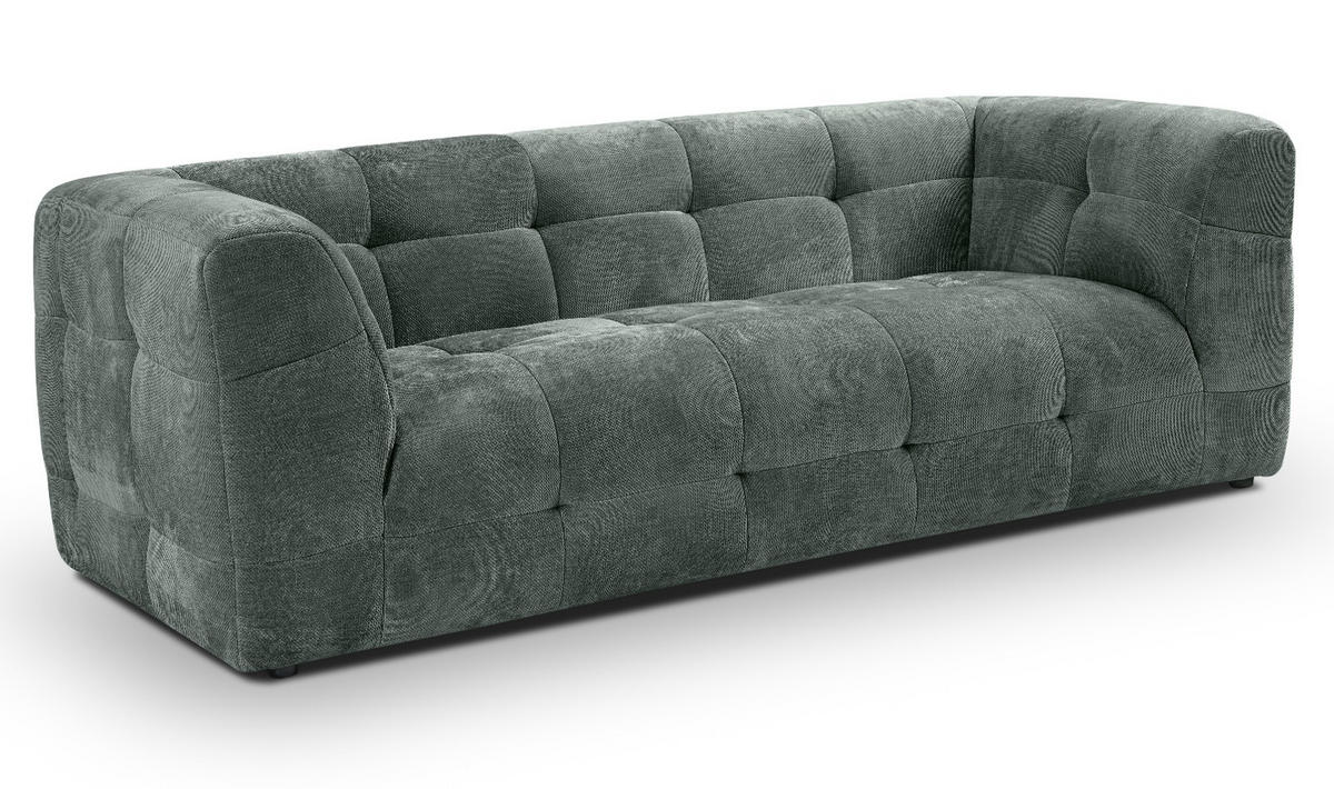 SOFA petrol Strukturstoff, Couch 2,5-Sitzer 217 cm mit Steppoptik - Petrol, Holz/Textil (217/72/96cm) - Inn.Furn