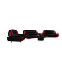 SOFAGARNITUR 3+2+1, Stoff Soft, Schwarz + Rot, Palermo - Schwarz, Holz (198/89/87cm) - Kaiser Möbel