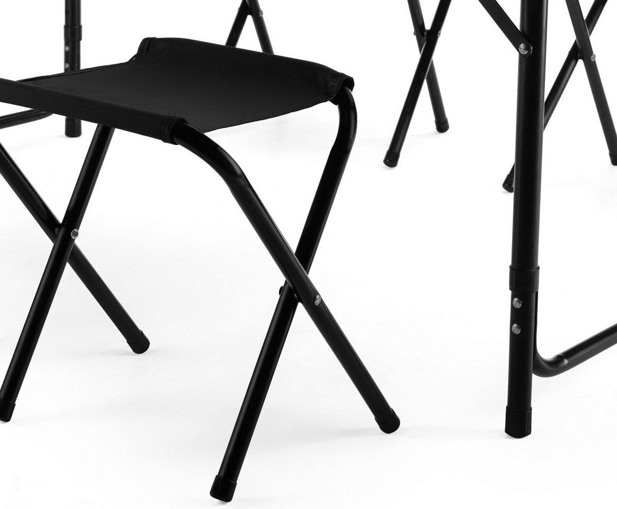 GARTENSET Tisch und 4 Stühlen, 120/60 cm, Höhenverstellbar - Schwarz/Braun, Metall - Outtec