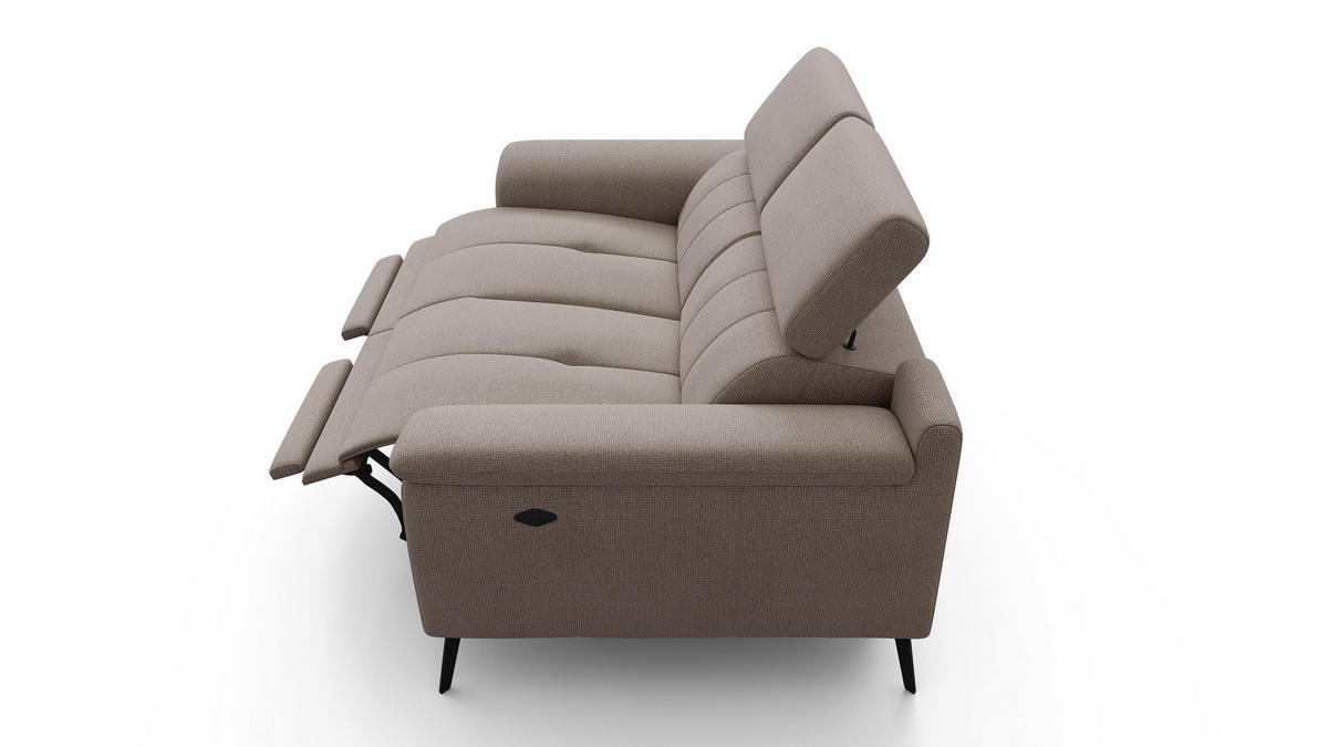 RELAXSOFA FIERO 2-Sitzer mit 2 Relaxfunktionen, taupe - Taupe/Schwarz, Holzwerkstoff/Textil (170/82/103cm) - Courtois Laville