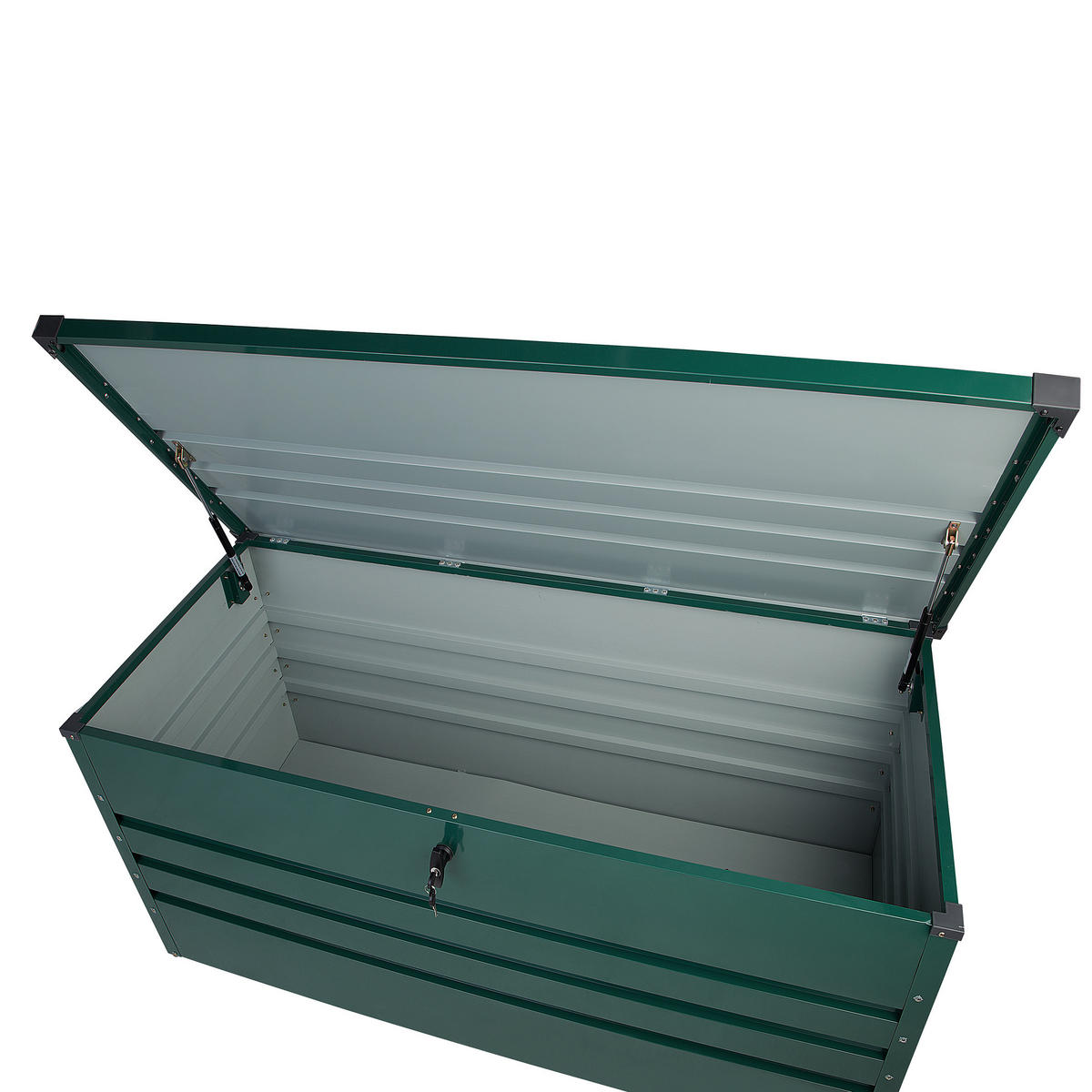 AUFLAGENBOX Stahl dunkelgrün 132/62 cm Cebrosa - Grün, Metall (132/64/62cm) - Beliani
