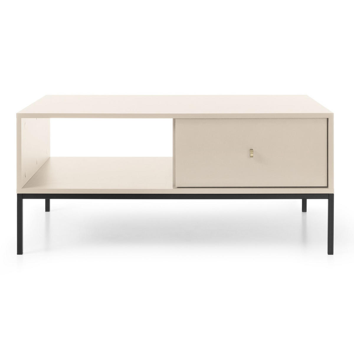 COUCHTISCH Monne Beige 68 x 104 cm - Beige/Schwarz, Holzwerkstoff/Metall (68/104/46cm) - Selsey