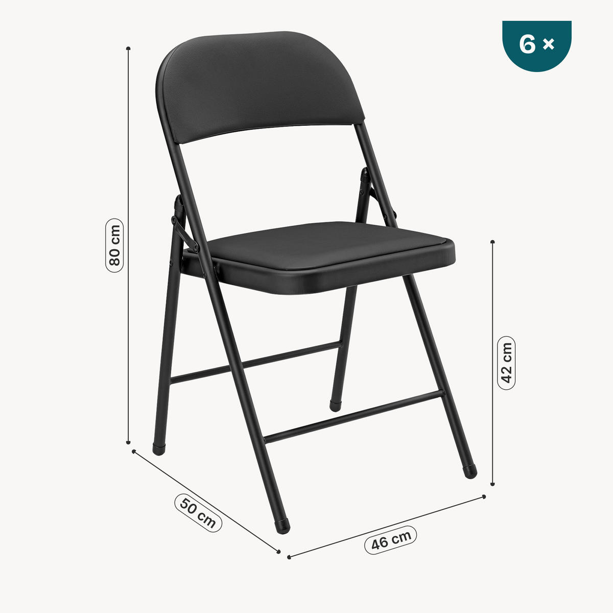 SÚPRAVA 6 STOLIČIEK - čierna, kov/plast (46/80/50cm) - pro.tec
