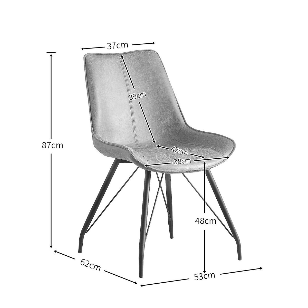 STUHL MATS Anthrazit 2 Stück - Anthrazit, Textil/Metall (53/87/62cm) - B&D Home