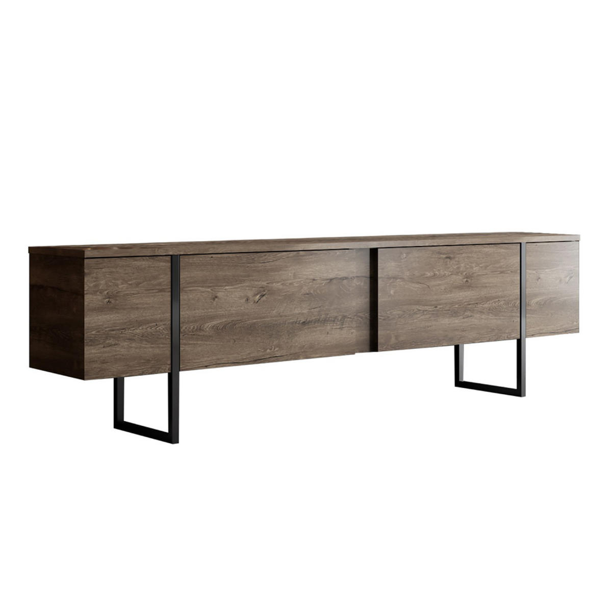 TV-MÖBEL Fropa in Holzoptik 180 cm im zeitgenössischen Stil mit Schrank - Braun, Holzwerkstoff (180/30/50cm) - Concept Usine